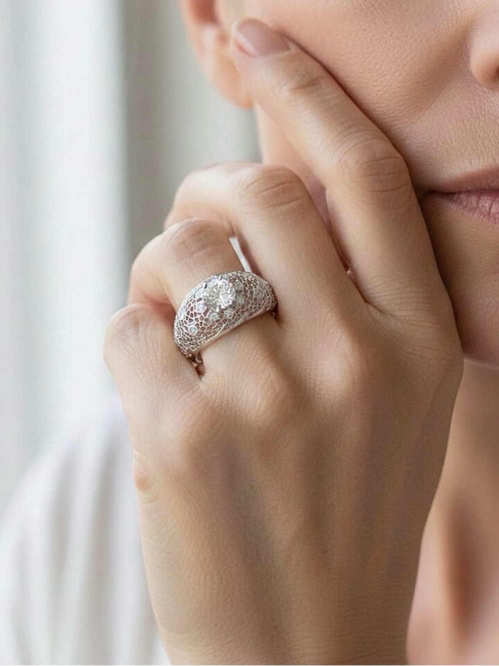 Elegant Filigree Floral Dome Ring